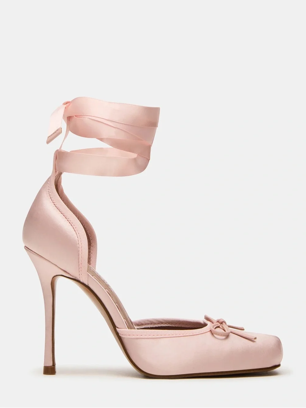 Steve Madden Blush Pink Satin Tie Ballet Pumps